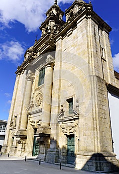 Facade of the parish church of Santiago in neoclassical style wi