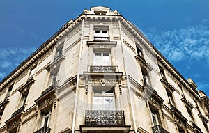 The facade of Parisian building, France.