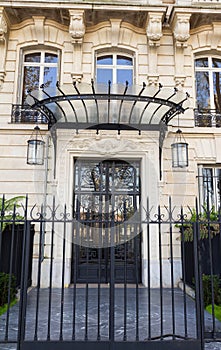 The facade of Parisian building, France.