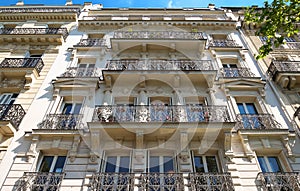 The facade of Parisian building,Paris,France.