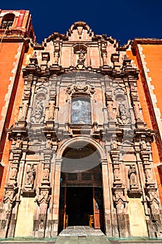 Facade of Parroquia y Templo de Belen in Guanajuato, Mexico