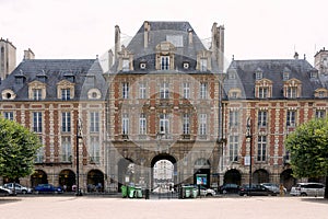 Facade of the Place des Vosges in Paris
