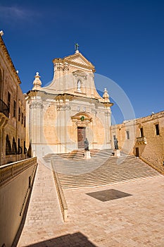 Facade of Rabat Cathedral on the island of Gozo (Malta