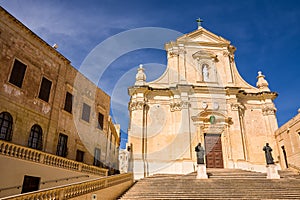 Facade of Rabat Cathedral on the island of Gozo (Malta