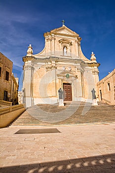 Facade of Rabat Cathedral on the island of Gozo (Malta