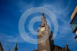 facade of the Rathaus Elberfeld of Wuppertal. it\'s the former city hall, a major landmark of the city, in Wupprteral, NRW,