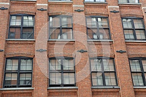 Facade of red brick building