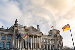 Facade of Reichstag building. Berlin, Germany