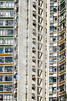 Facade of residential apartment buidlings in Hong Kong