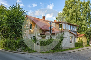 Facade of a residential building in the resort town of Zelenogradsk