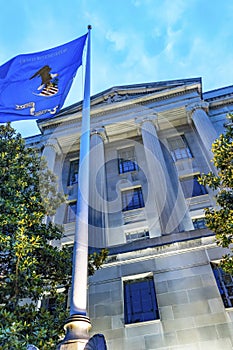 Facade Flag Robert Kennedy Justice Department Building Washington DC