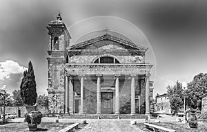 Facade of the Roman Catholic Cathedral of Montalcino, Italy