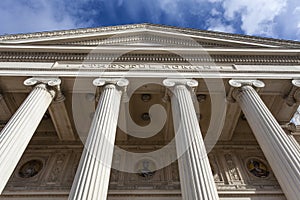 Facade of the Romanian Atheneum in Bucharest, Romania