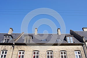 Facade and roof of a terraced house, Denmark