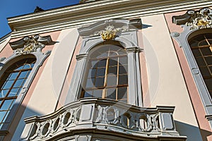 Facade of the Royal Palace of Godollo,Hungary.Summer season.