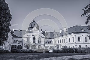 Facade of the Royal Palace of Godollo,Hungary.Summer season.