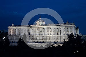 Facade of the royal palace of Madrid and the Sabatini gardens