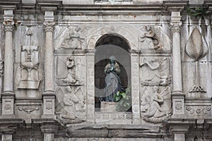 Facade of ruined church of St Paul. Macau.