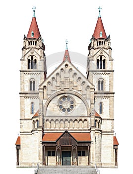 The facade of Saint Francis of Assisi Church in Vienna