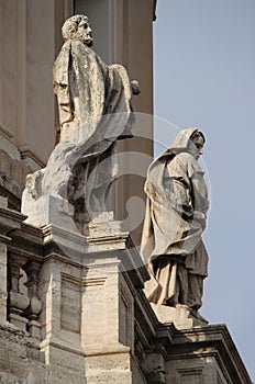 Facade of Saint Mary of Loreto Church in Rome