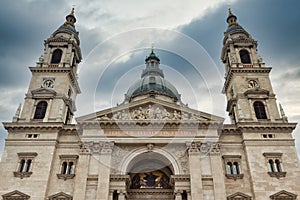 Facade Saint Stephen`s Basilica Budapest, Hungary