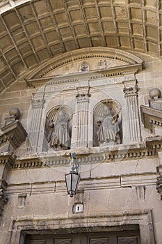 Facade of San Cosme and San Damian Church, Poza de la Sal, Burgos