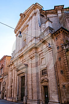 Facade of San Giacomo in Augusta Church in Via del Corso street, Rome, Italy photo