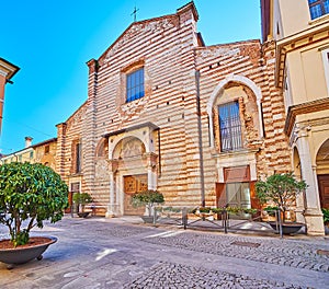 The facade of San Giovanni Evangelista Church, Brescia, Italy