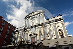 The facade of San Paolo Maggiore basilica church. Napoli. Campania. Italy