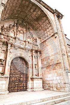 Facade of Santa Maria church in Alarcon village