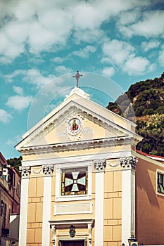 The facade of Santa Restituta church in Lacco Ameno, Ischia Island photo