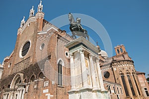 Facade of Santi Giovanni e Paolo church in the historic center of Venice