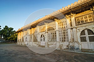 Facade of Sarkhej Roza mosque in Ahmedabad