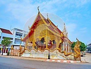 The Viharn Hall of Wat Si Bunruang Temple, Lamphun, Thailand photo