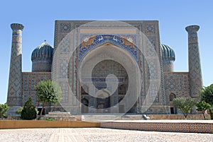 Facade of Sher Dor in Samarkand