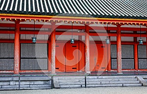The facade of Shinto shrine in Tokyo, Japan