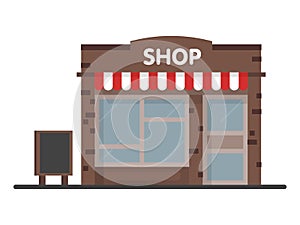 Facade Shop Store icon with signboard. Template concept for the website, advertising and sales