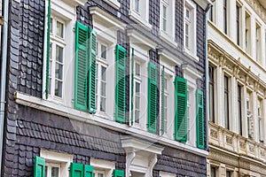 Facade with shutters on a historic house in Wuppertal