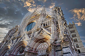 Facade of Siena Cathedral, Tuscany, Italy