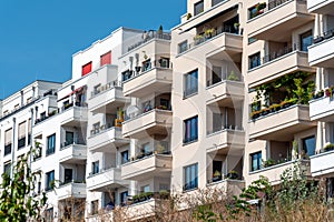 The facade of some modern apartment buidlings