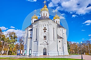 The facade of St Catherine`s Church in Chernihiv, Ukraine