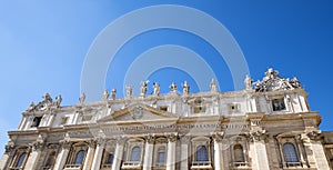 Facade of St. Peter`s Basilica in Rome