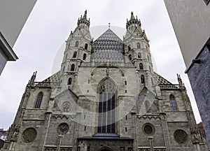 Facade of St. Stephan Cathedral or Stephansdom, the mother church of the Roman Catholic Archdiocese of Vienna