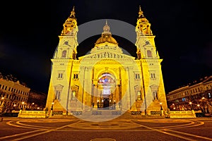 The facade of St stephen`s Basilica, Budapest, Hungary