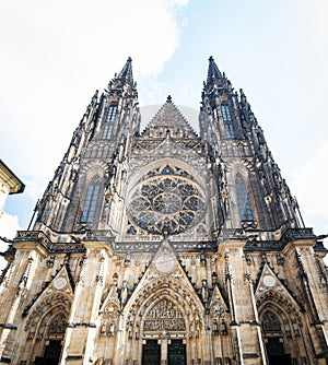 Facade of St Vitus Cathedral in Prague