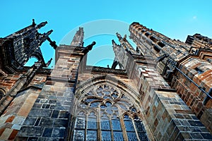 Facade of the St. Vitus cathedral in Prague Castle in Prague, Czech Republic