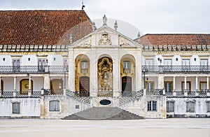 Facade and stairs to the Via Latina of the old University campus, also known as royal palace of Coimbra.
