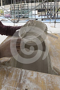 Facade and stucco restoration in a building