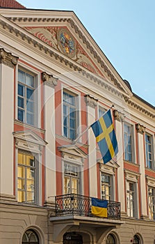 Facade of Swedish Embassy on Pikk 28, street, Tallinn, Estonia