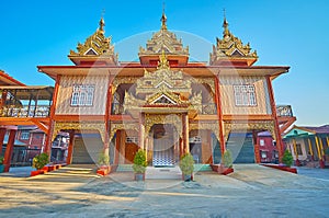 The facade of Tain Nan Monastery, Nyaungshwe, Myanmar